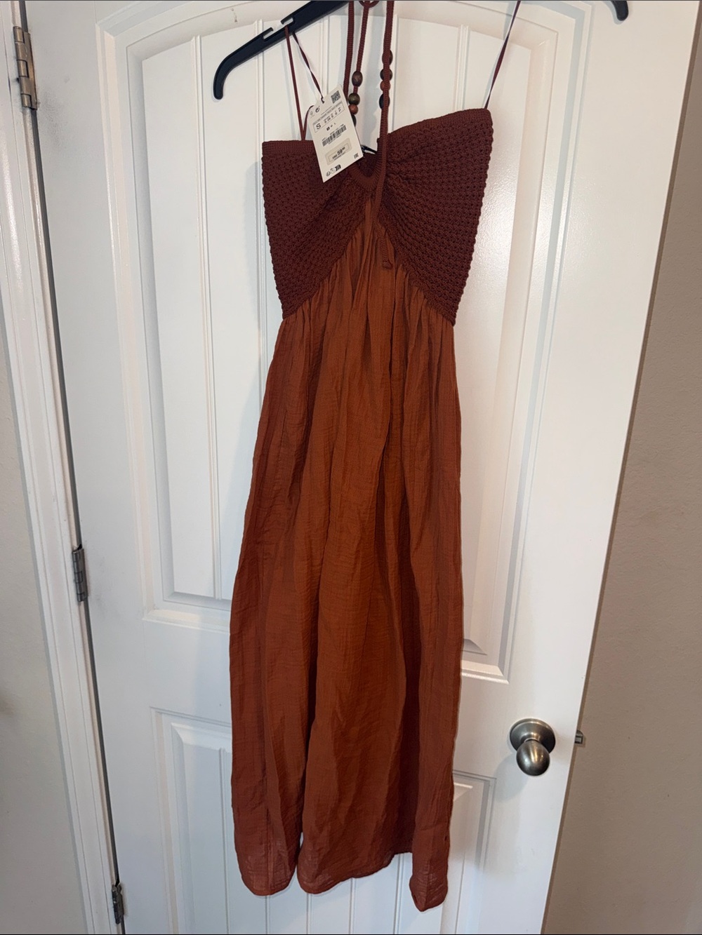 Zara Textured Halter Maxi Dress New With Tags (NWT) Sz Small - Picture 5 of 14